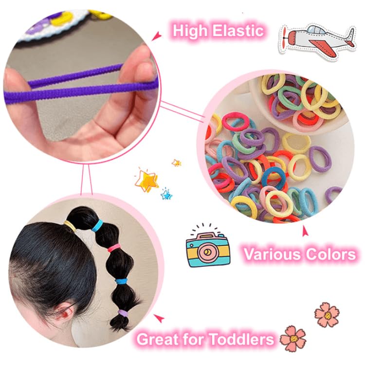Tesvyns 300Pcs Baby Hair Ties Cotton Toddler Hair Ties for Girls and Kids, Kids Seamless Hair Bands Ponytail Holders(Multiple colors) - Image 4